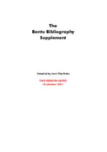 The Bantu Bibliography Supplement Compiled by Jouni Filip Maho