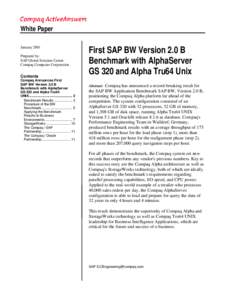 White Paper January 2001 Prepared by: SAP Global Solution Center Compaq Computer Corporation