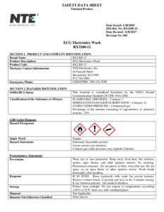 SAFETY DATA SHEET Finished Product Date-Issued: SDS Ref. No: RX3200-12 Date-Revised: 