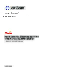 Itron Secures Metering Systems with Certicom AMI Solution A CERTICOM CUSTOMER USE CASE AUGUST 2010