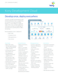 KONY | Empowering Everywhere™  Kony Development Cloud Develop once, deploy everywhere Create next-gen multi-channel experiences with the Kony Development Cloud, a comprehensive