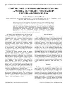 Mark J. Wetzel and Steven J. Taylor - First records of freshwater oligochaetes (Annelida, Clitellata) from caves in Illinois and Missouri, USA. Journal of Cave and Karst Studies 63(3):[removed]FIRST RECORDS OF FRESHWATER 