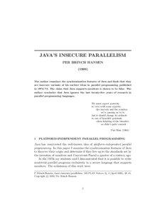 Procedural programming languages / Per Brinch Hansen / Monitor / Concurrent Pascal / Pascal / ALGOL 68 / Hansen / Java / Futures and promises / Computing / Software engineering / Computer programming