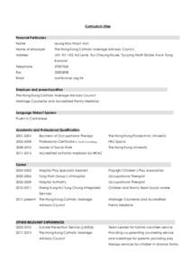 Curriculum vitae Personal Particulars Name Leung Hoo Woon Avril