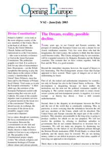N°62 – June/JulyDivine Constitution? Poland is faithful -- to its rank as  the most religious country of the