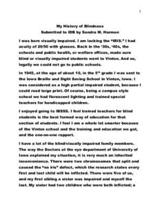Microsoft Word - Sandra Harmon.Written Submission.My History of Blindness.doc