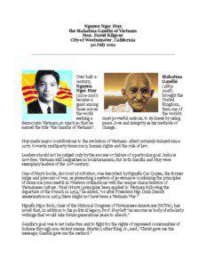 Nguyen Ngoc Huy, the Mahatma Gandhi of Vietnam Hon. David Kilgour