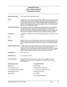 Hennepin County Citizen Advisory Boards Committee Summary Advisory Board Name