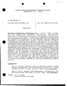 Michigan Waste Systems, Inc.  Dkt. No. RCRA-V-W-84-R-054