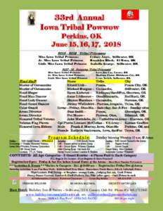 33rd Annual Iowa Tribal Powwow Perkins, OK June 15, 16, 17,  – 2019 Tribal Princesses