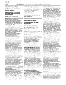 Federal Register / Vol. 80, NoFriday, March 27, Notices with the FDA including validation batches, standards and stability studies. No other activity for this drug code is