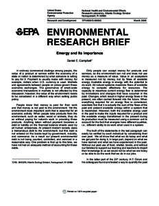 United States Environmental Protection Agency National Health and Environmental Effects Research Laboratory, Atlantic Ecology Division