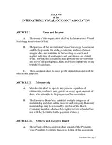 BYLAWS of the INTERNATIONAL VISUAL SOCIOLOGY ASSOCIATION ARTICLE I.