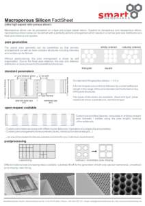 Macroporous Silicon FactSheet (ultra high aspect ratio porous silicon) Macroporous silicon can be processed on n-type and p-type doped silicon. Superior to nanoporous and mesoporous silicon, macroporous silicon pores can