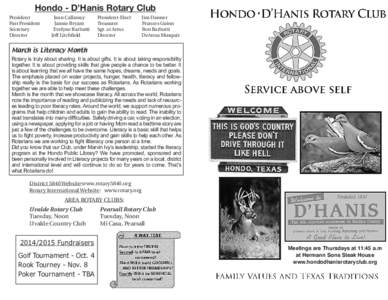 Hondo - D’Hanis Rotary Club President Past President Secretary Director