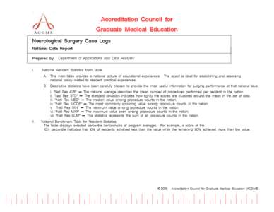 NEUROLOGICAL SURGERY: NATIONAL RESIDENT REPORT (Main Table - Adult Cases) Reporting Period: Total Experience of Residents Completing Programs inResidency Review Committee for Neurological Surgery Patient Age=