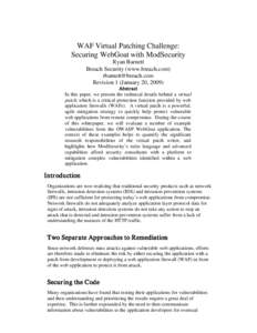 WAF Virtual Patching Challenge - Securing WebGoat with ModSecurity