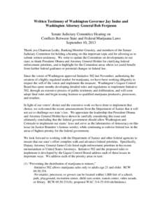 Final Written Testimony of Governor Inslee and Attorney General Ferguson - Senate Hearing - September 10, 2013