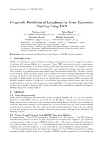 Genome Informatics 12: 247–Prognostic Prediction of Lymphoma by Gene Expression Profiling Using FNN