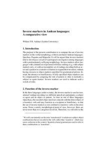 Inverse markers in Andean languages: A comparative view Willem F.H. Adelaar (Leiden University)