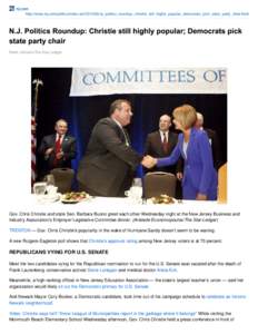 N.J. Politics Roundup: Christie still highly popular; Democrats pick state party chair | NJ.com