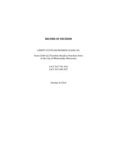 RECORD	OF	DECISION COUNTY	STATE	AID	HIGHWAY	(CSAH)	101