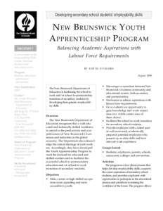 New Brunswick Youth Apprenticeship Program: Balancing Academic Aspirations with Labour Force Requirements