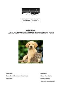 OBERON LOCAL COMPANION ANIMALS MANAGEMENT PLAN Prepared by  Adopted by