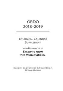 ORDO 2018–2019 Liturgical Calendar Supplement with