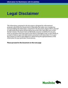 Information for Manitobans with Disabilities  Legal Disclaimer