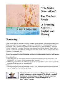 “The Stolen Generations” The Nowhere People A Learning Activity –