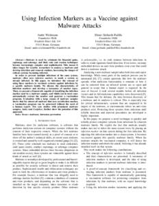 Using Infection Markers as a Vaccine against Malware Attacks Andre Wichmann Elmar Gerhards-Padilla