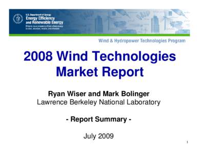 2008 Wind Technologies Market Report