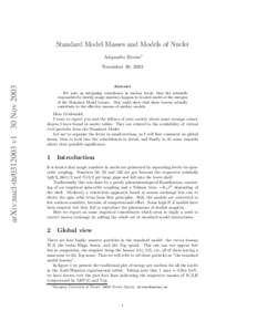 Standard Model Masses and Models of Nuclei Alejandro Rivero∗ arXiv:nucl-th[removed]v1 30 Nov[removed]November 30, 2003