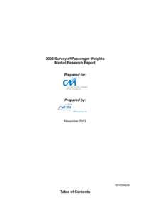 2003 Passenger Weight Survey Report