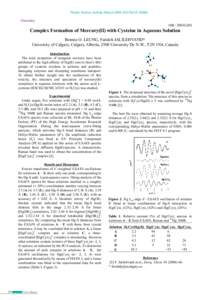 Photon Factory Activity Report 2005 #23 Part BChemistry 10B / 2003G286  Complex Formation of Mercury(II) with Cysteine in Aqueous Solution