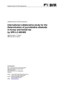 International collaborative study for the determination of pyrrolizidine alkaloids in honey and herbal tea by SPE-LC-MS/MS