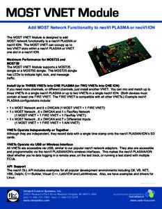MOST VNET Module Add MOST Network Functionality to neoVI PLASMA or neoVI ION The MOST VNET Module is designed to add MOST network functionality to a neoVI PLASMA or neoVI ION. The MOST VNET can occupy up to two VNET slot