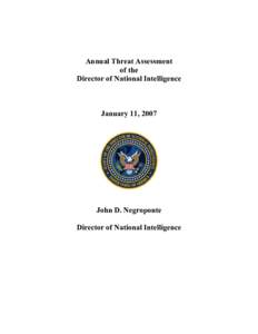 Annual Threat Assessment of the Director of National Intelligence January 11, 2007
