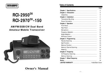 Table of Contents PAGE DX  RCI-2950