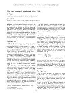 GEOPHYSICAL RESEARCH LETTERS, VOL. 27, NO. 14, PAGES[removed], JULY 15, 2000  The solar spectral irradiance since 1700