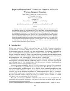 Improved Estimation of Trilateration Distances for Indoor Wireless Intrusion Detection Philip Nobles1 , Shahid Ali2 and Howard Chivers3 1,3 Cranfield University Defence Academy of the UK Swindon, UK
