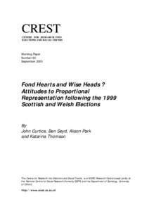 CREST CENTRE FOR RESEARCH INTO ELECTIONS AND SOCIAL TRENDS Working Paper Number 80