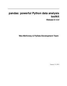 pandas: powerful Python data analysis toolkit ReleaseWes McKinney & PyData Development Team