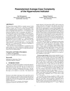 Parameterized Average-Case Complexity of the Hypervolume Indicator Karl Bringmann Tobias Friedrich