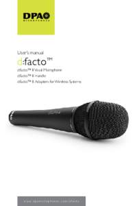 User’s manual  d:facto™ d:facto™ II Vocal Microphone d:facto™ II Handle d:facto™ II Adapters for Wireless Systems