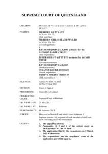SUPREME COURT OF QUEENSLAND CITATION: Meridien AB Pty Ltd & Anor v Jackson & OrsQCA 121