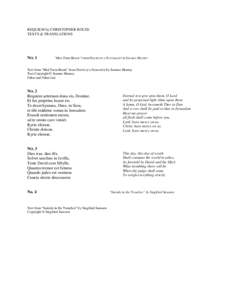 REQUIEM by CHRISTOPHER ROUSE TEXTS & TRANSLATIONS NO. 1  