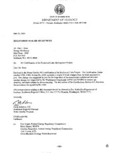 Draft 401 Certification Order:  Packwood Lake Hydroelectric Project - Certification Order No 6499, FERC License No. 2244