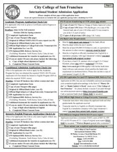 City College of San Francisco  Page 1 International Student Admission Application (Please complete all four pages of this application form)